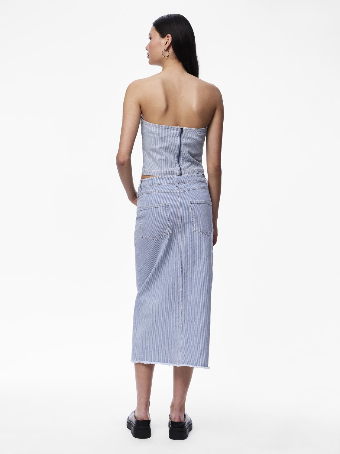 PCBILLO Tube Top - Light Blue Denim